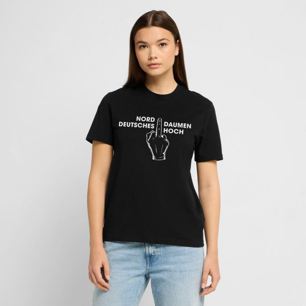 Unisex Sprüche T-Shirt 'Norddeutsches Daumen hoch' Fun Shirt - Schwarz
