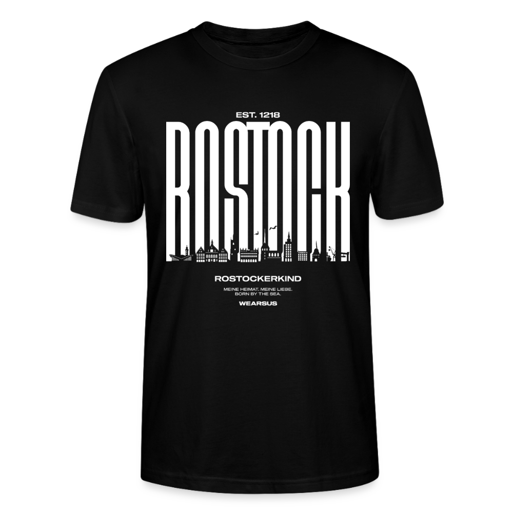 Rostock 'Rostockerkind' Bio T-Shirt Unisex Front Print Farbe - Schwarz
