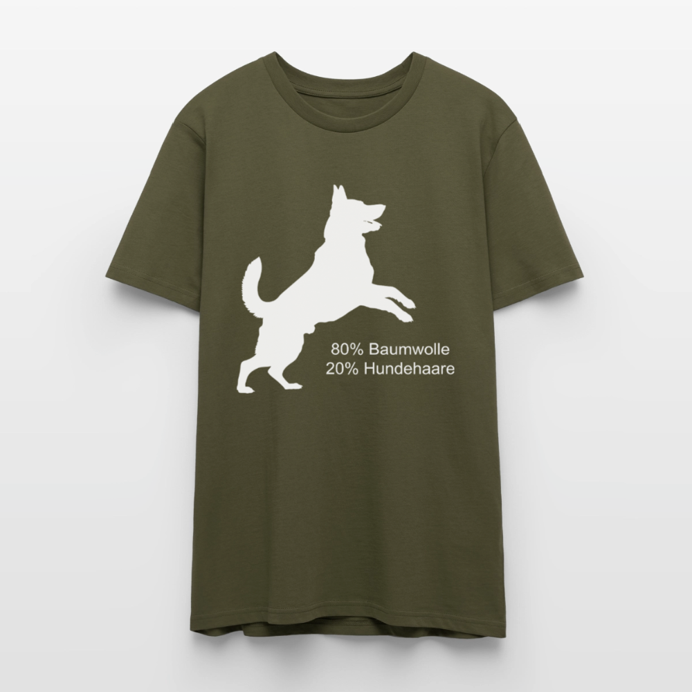 Unisex Sprüche T-Shirt '80% Baumwolle. 20% Hundehaare.' - Khaki