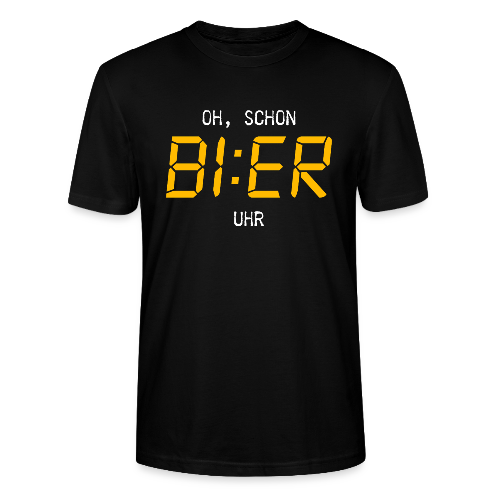 Unisex Sprüche T-Shirt 'Oh, schon Bier Uhr' - Schwarz