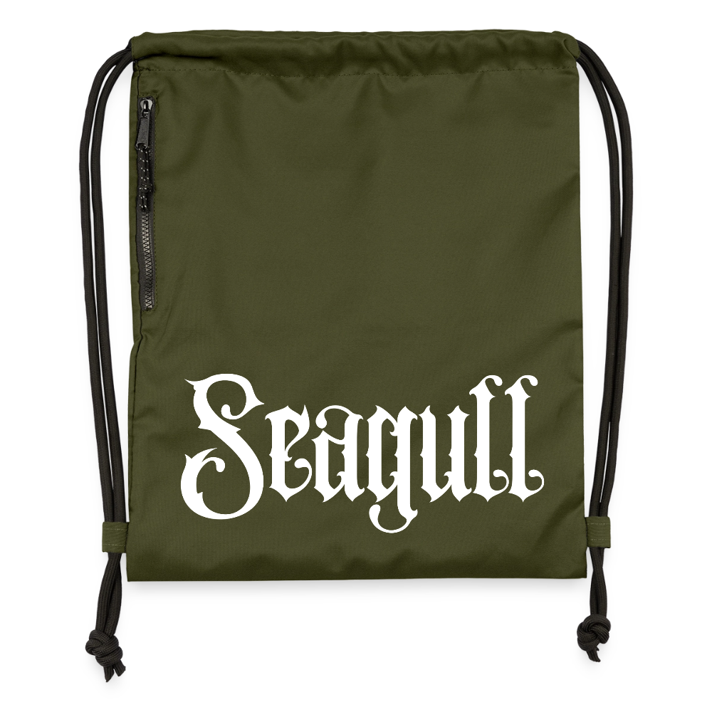 Rostock 'SEAGULL' Turnbeutel aus Recycling-Material mit SEAGULL Schriftzug - military Green