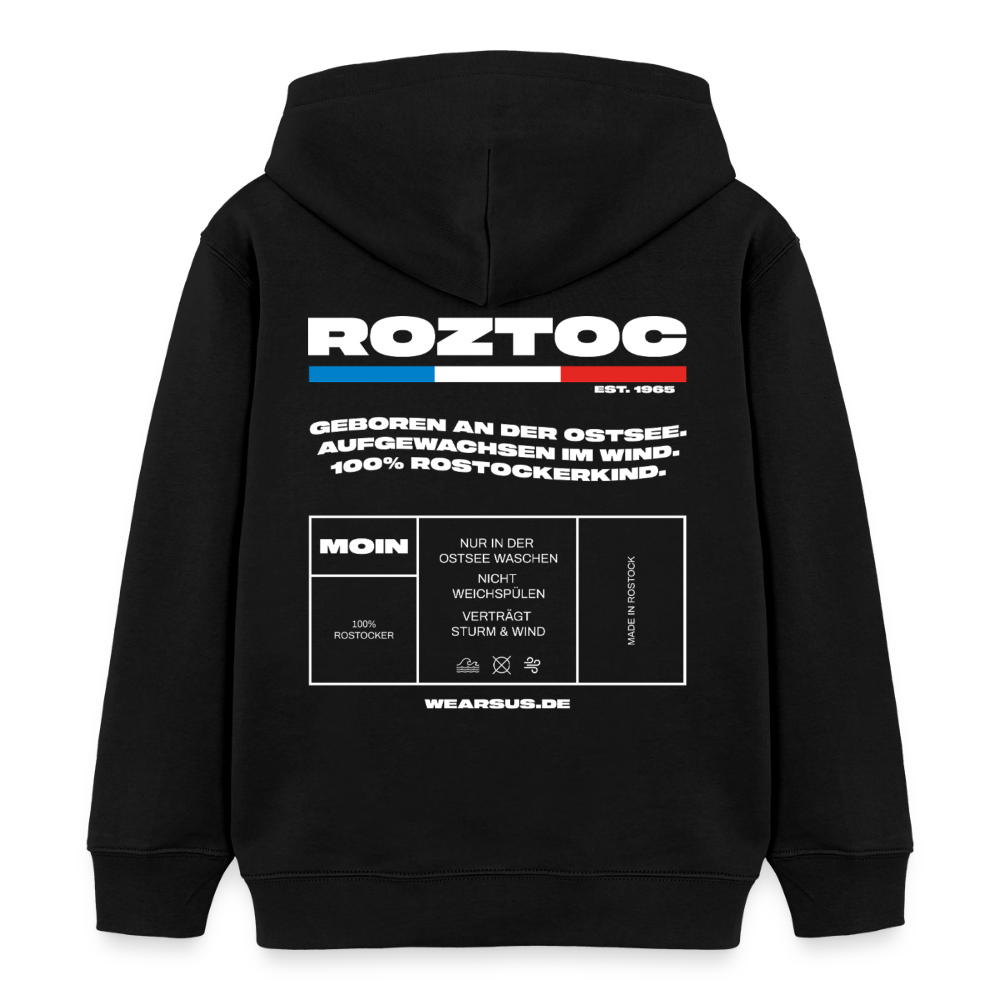 Rostock 'ROZTOC' Edition Bio Zip Hoodie Kinder 3-8 Jahre Farbe - Schwarz