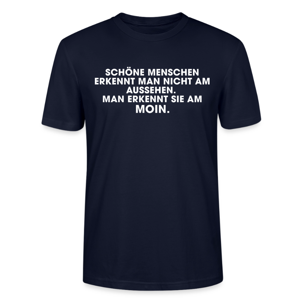 Unisex Sprüche T-Shirt 'Schöne Menschen erkennt man am Moin' Fun Shirt - Navy