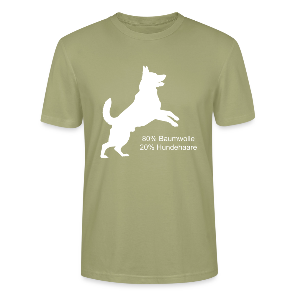 Unisex Sprüche T-Shirt '80% Baumwolle. 20% Hundehaare.' - Nebelgrün