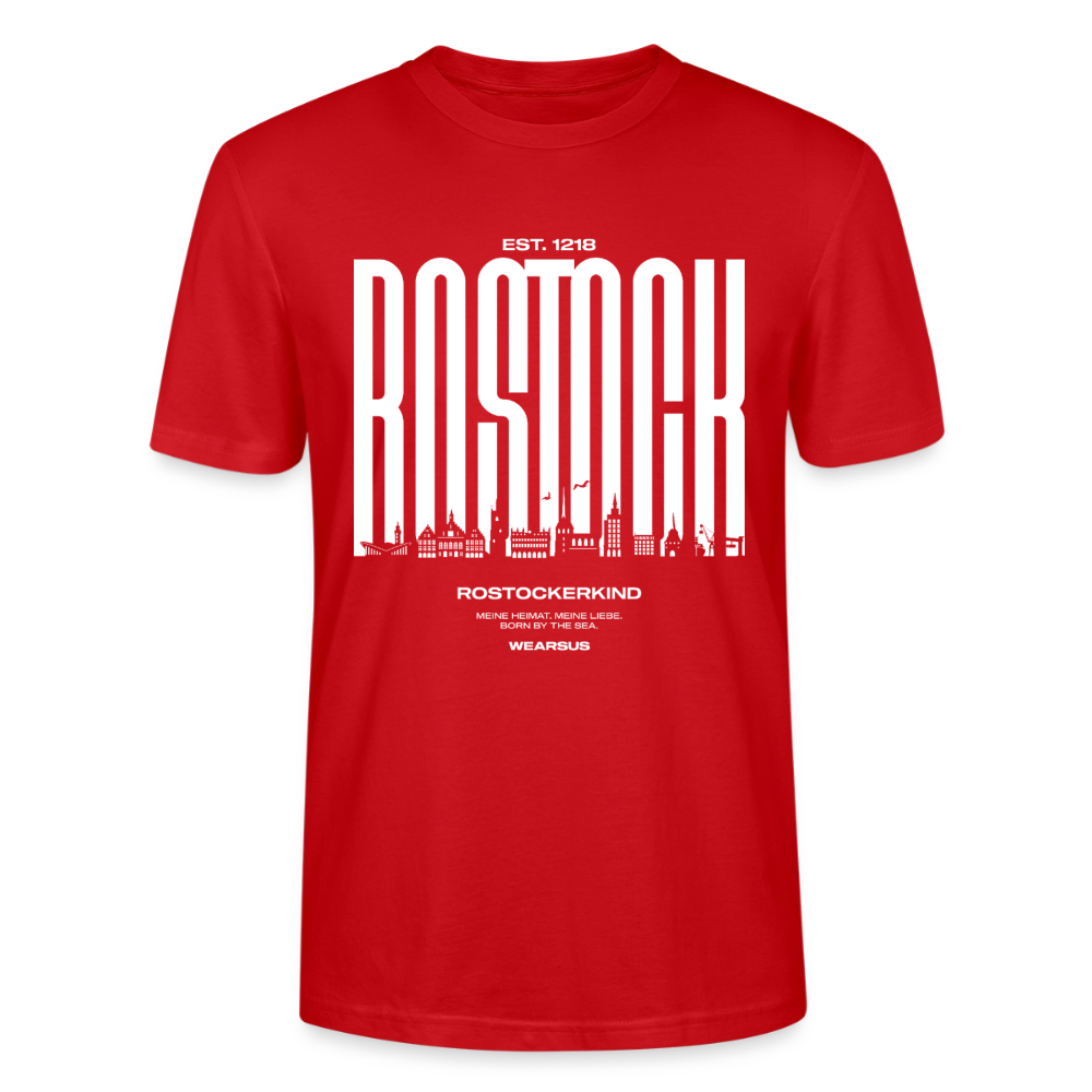 Rostock 'Rostockerkind' Bio T-Shirt Unisex Front Print Farbe - Rot