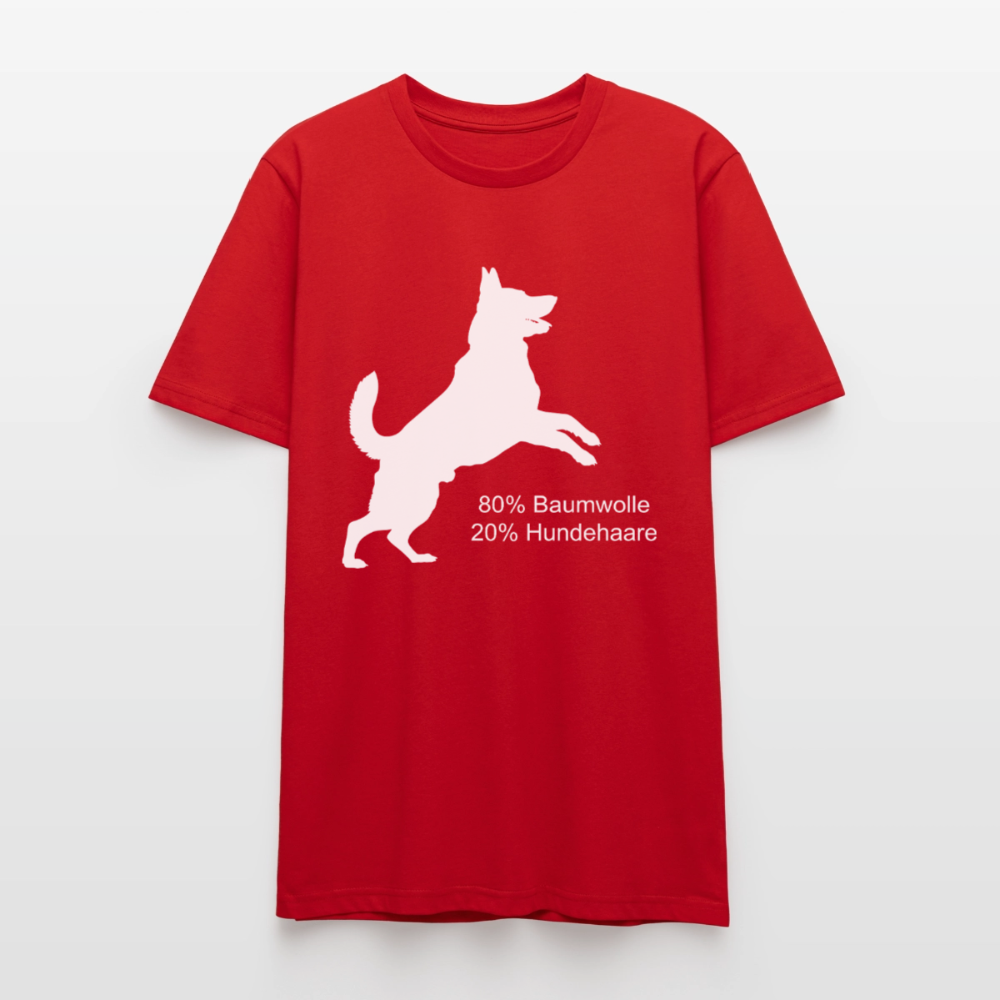 Unisex Sprüche T-Shirt '80% Baumwolle. 20% Hundehaare.' - Rot