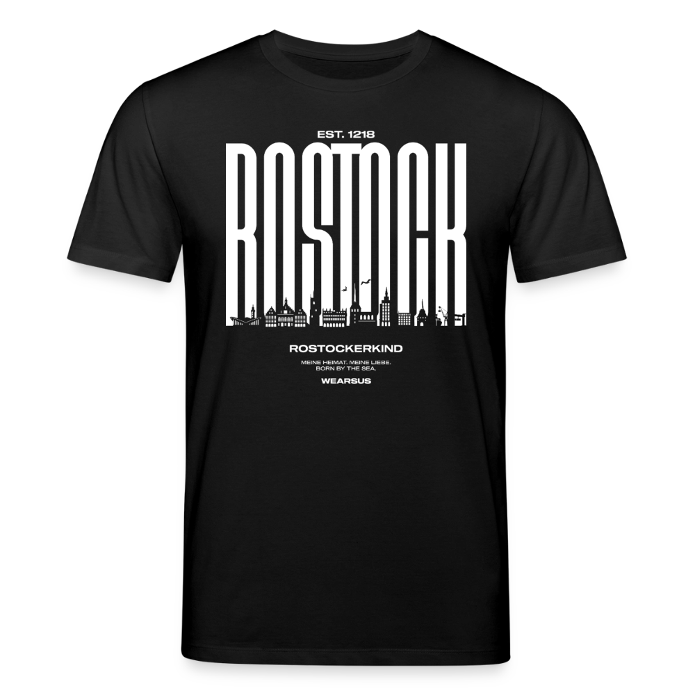 Rostock 'Rostockerkind' Bio T-Shirt Unisex Front Print Farbe 180 g/m² - Schwarz