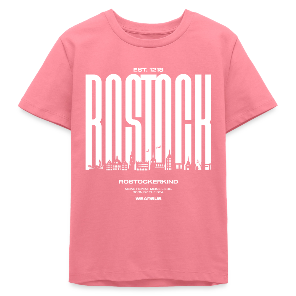 Rostock 'Rostockerkind' Bio T-Shirt Kinder 9-13 Jahre Front Print Farbe - Pink 