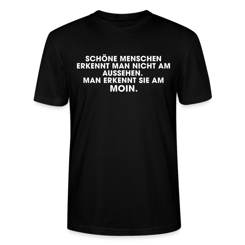 Unisex Sprüche T-Shirt 'Schöne Menschen erkennt man am Moin' Fun Shirt - Schwarz