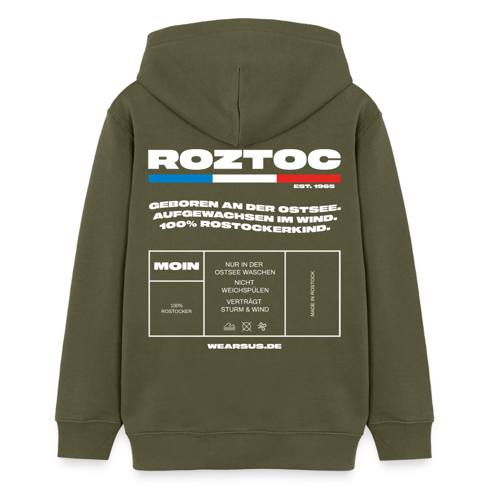 Rostock 'ROZTOC' Edition Bio Zip Hoodie Kinder 9-13 Jahre Farbe - Khaki