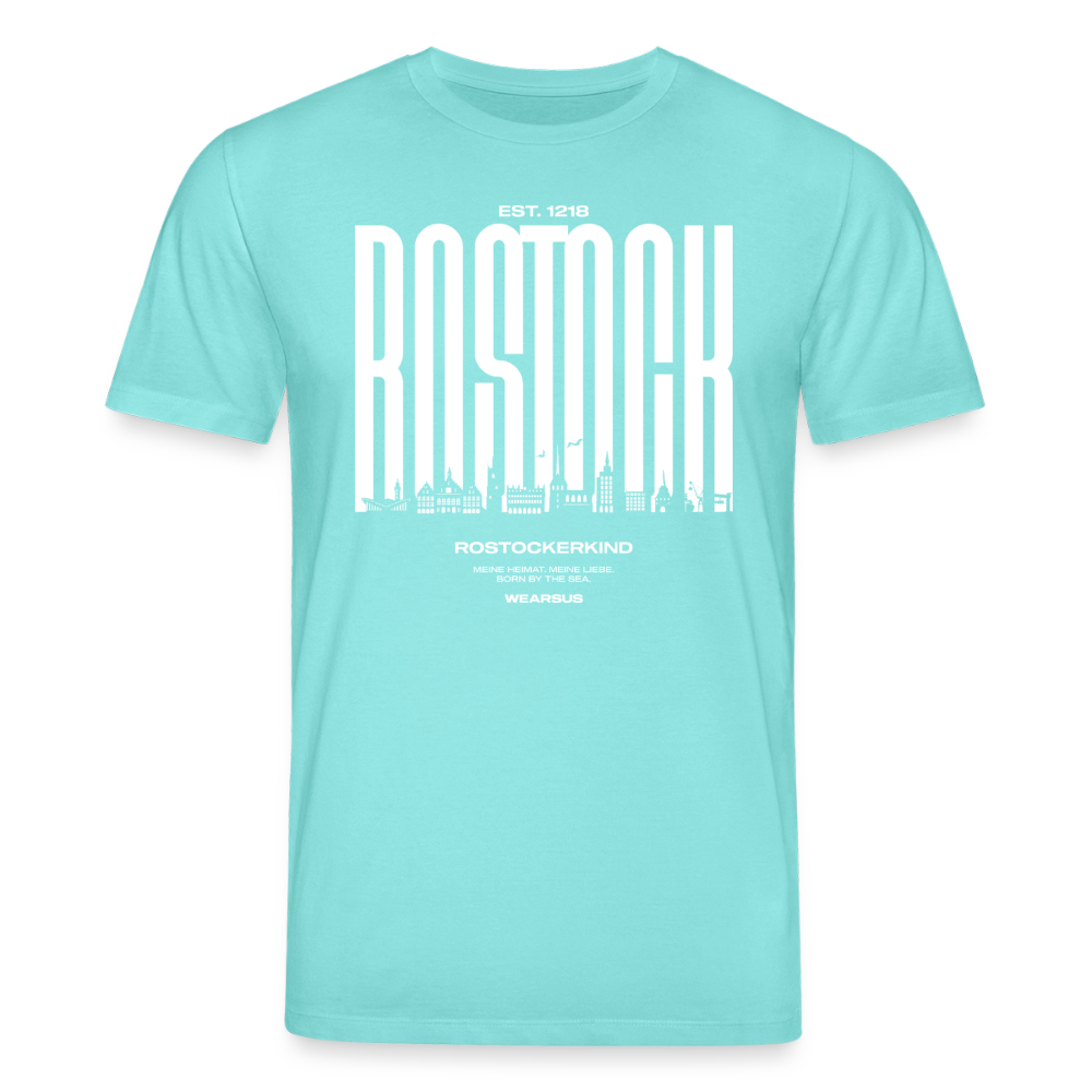 Rostock 'Rostockerkind' Bio T-Shirt Unisex Front Print Farbe 180 g/m² - Poolblau