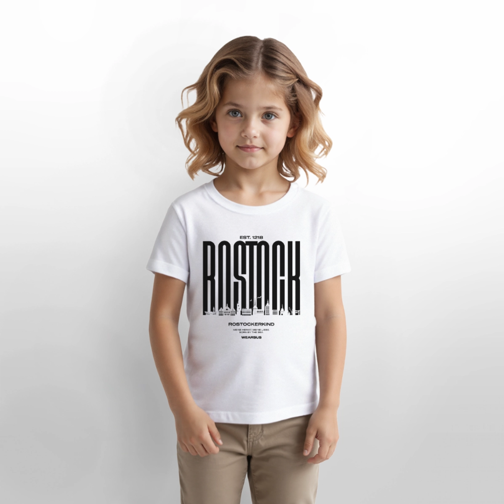 Rostock 'Rostockerkind' Bio T-Shirt Kinder 3-8 Jahre Front Print weiß - Weiß