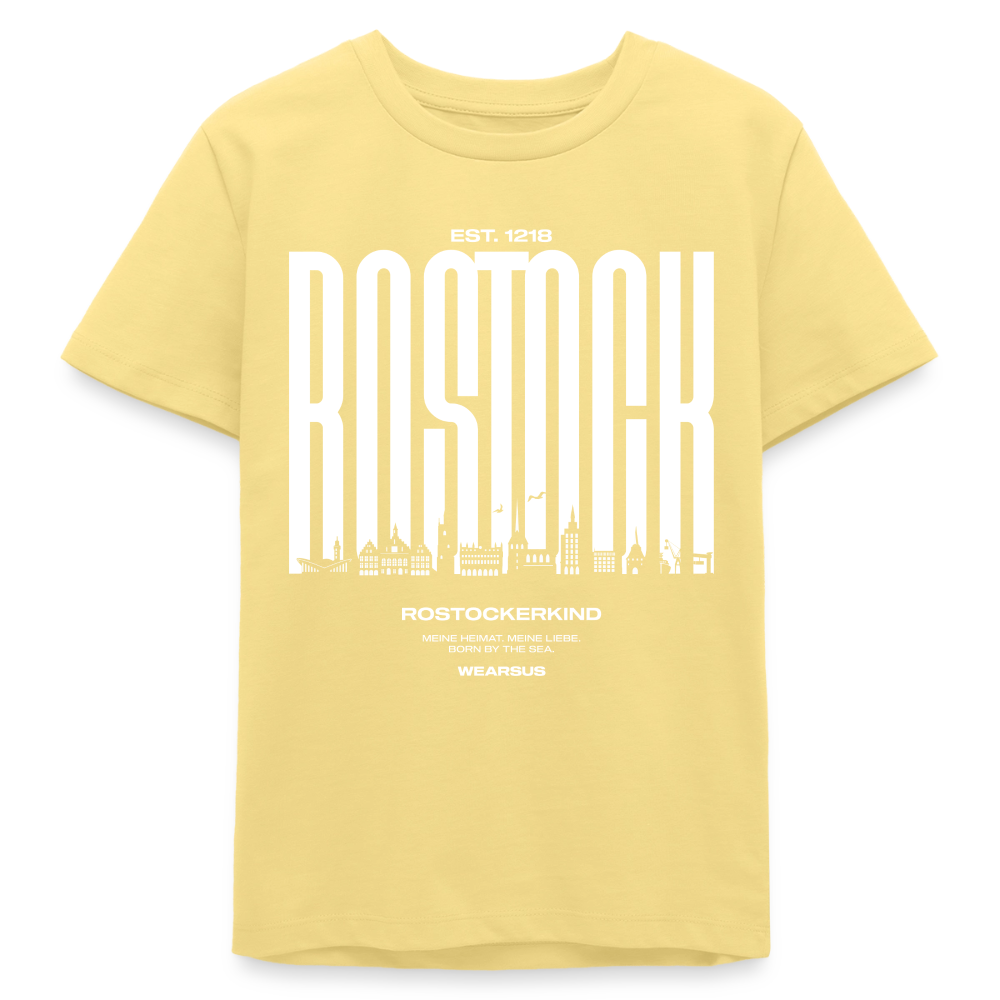 Rostock 'Rostockerkind' Bio T-Shirt Kinder 9-13 Jahre Front Print Farbe - Gelb Viva 