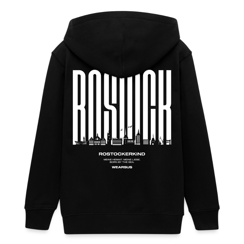 Rostock 'Rostockerkind' Bio Zip Hoodie Kinder 9-13 Jahre - Schwarz