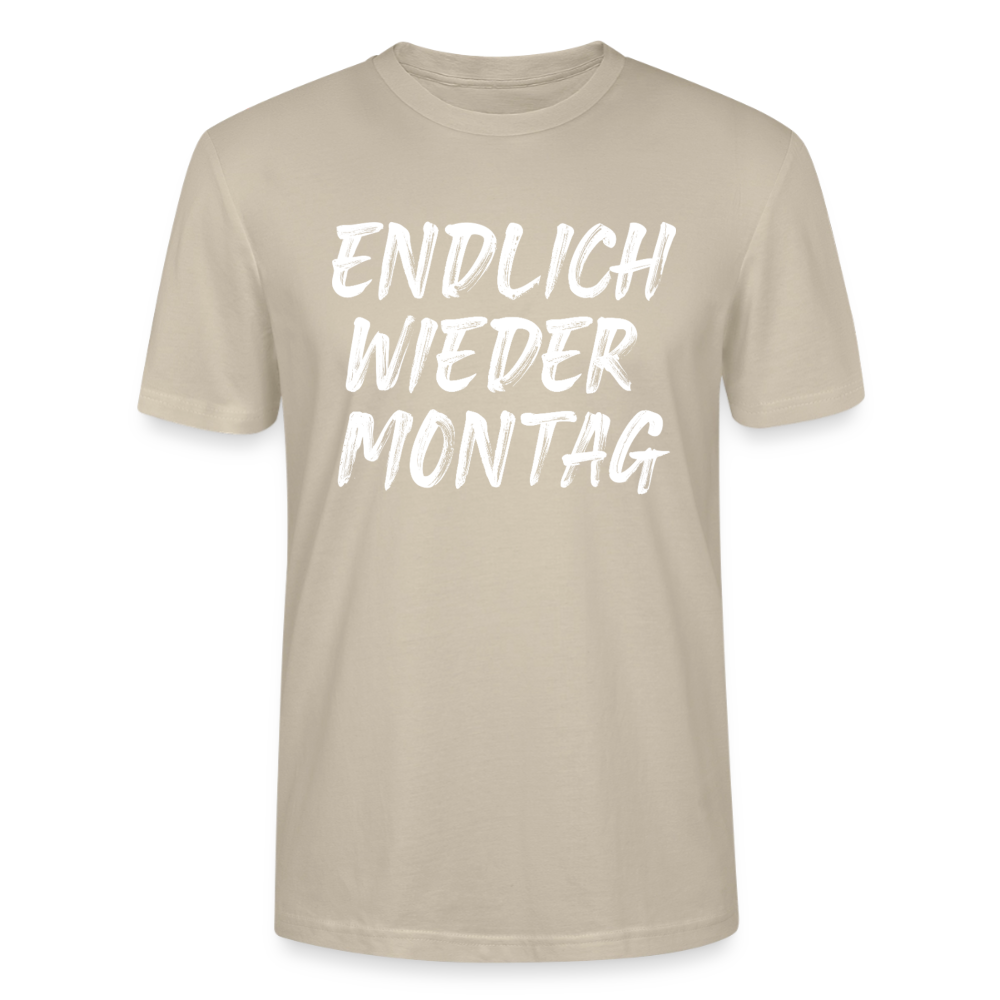 Unisex Sprüche T-Shirt 'Endlich wieder Montag' - Beige