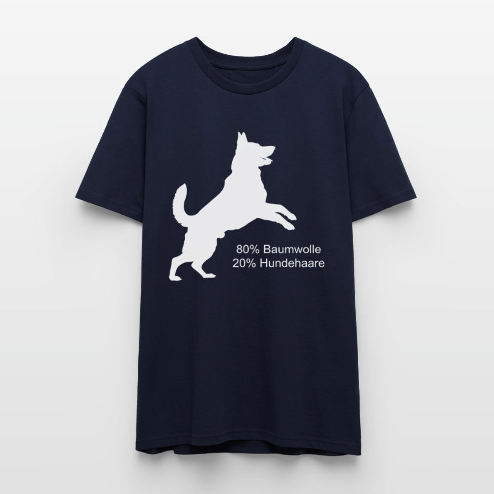 Unisex Sprüche T-Shirt '80% Baumwolle. 20% Hundehaare.' - Navy
