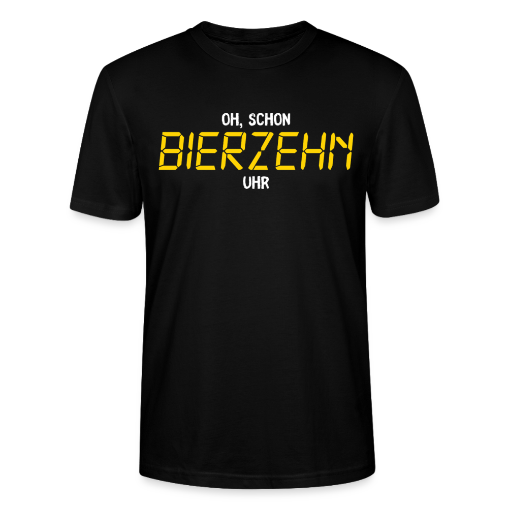 Unisex Sprüche T-Shirt 'Oh, schon Bierzehn Uhr' - Schwarz