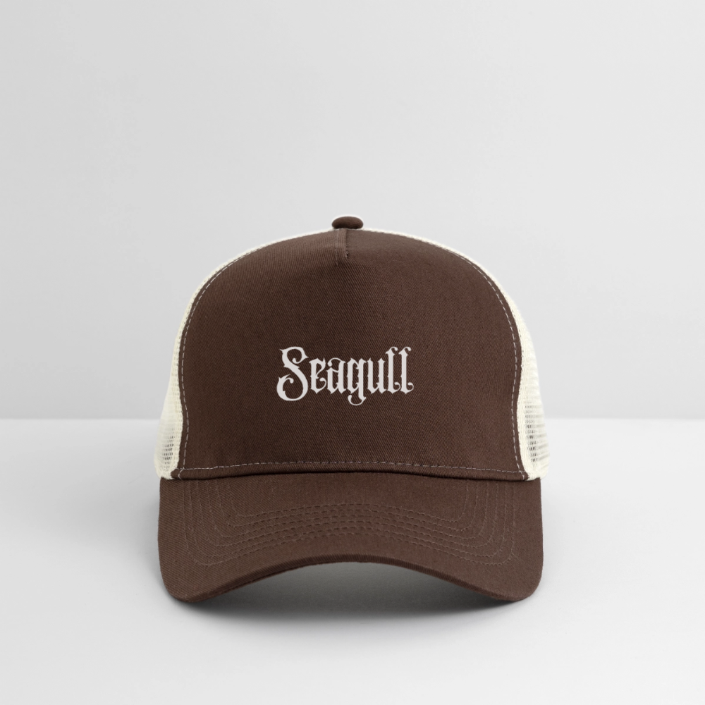Rostock 'SEAGULL' Trucker Cap mit weißem Print - Braun/Beige
