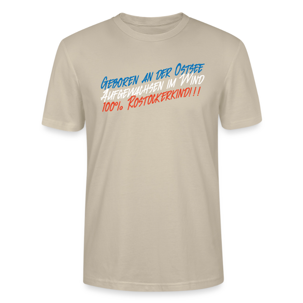 Unisex Sprüche T-Shirt 'Geboren an der Ostsee' Fun Shirt - Beige