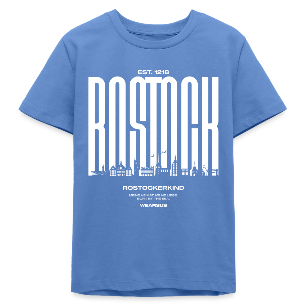 Rostock 'Rostockerkind' Bio T-Shirt Kinder 9-13 Jahre Front Print Farbe - Blau