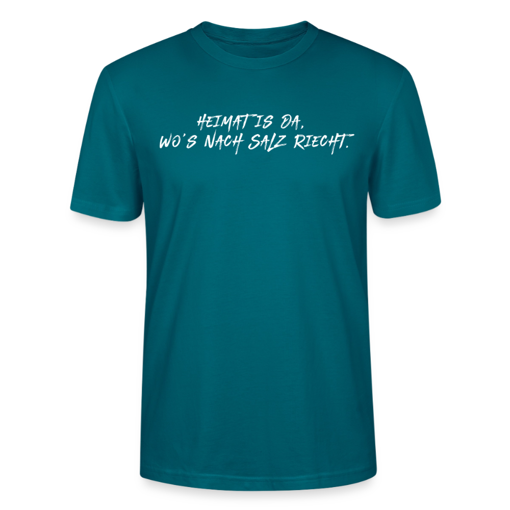 Unisex Sprüche T-Shirt ‘Heimat is da, wo’s nach Salz riecht.’ Fun Shirt - Ozeanblau