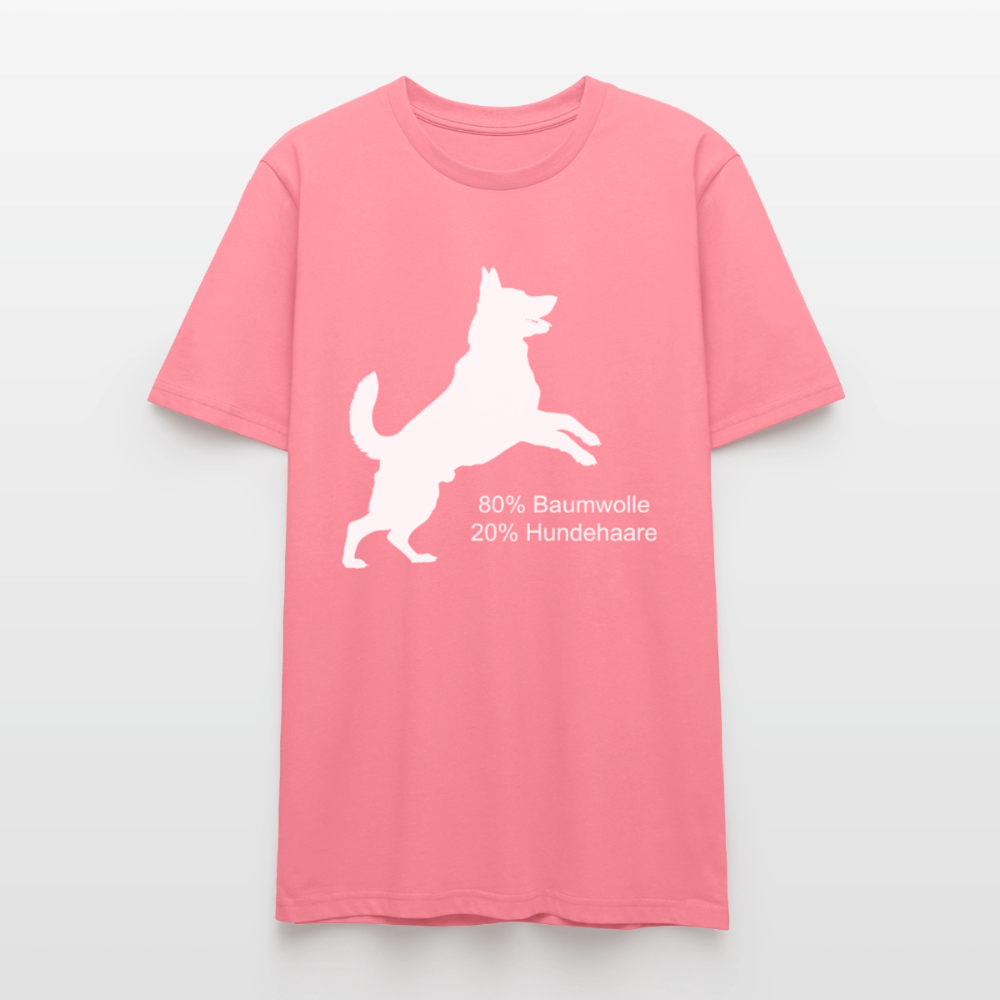 Unisex Sprüche T-Shirt '80% Baumwolle. 20% Hundehaare.' - Pink 