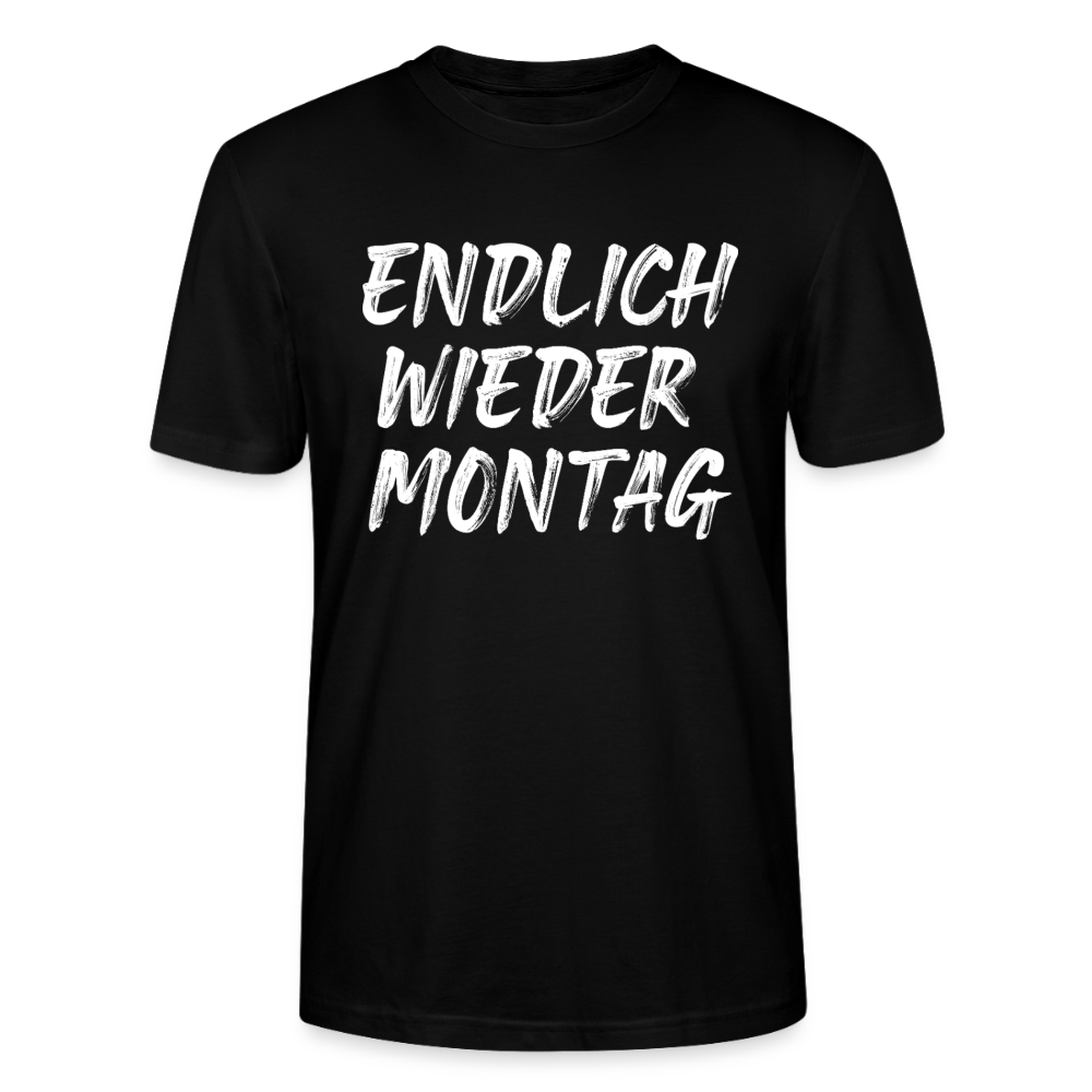 Unisex Sprüche T-Shirt 'Endlich wieder Montag' - Schwarz
