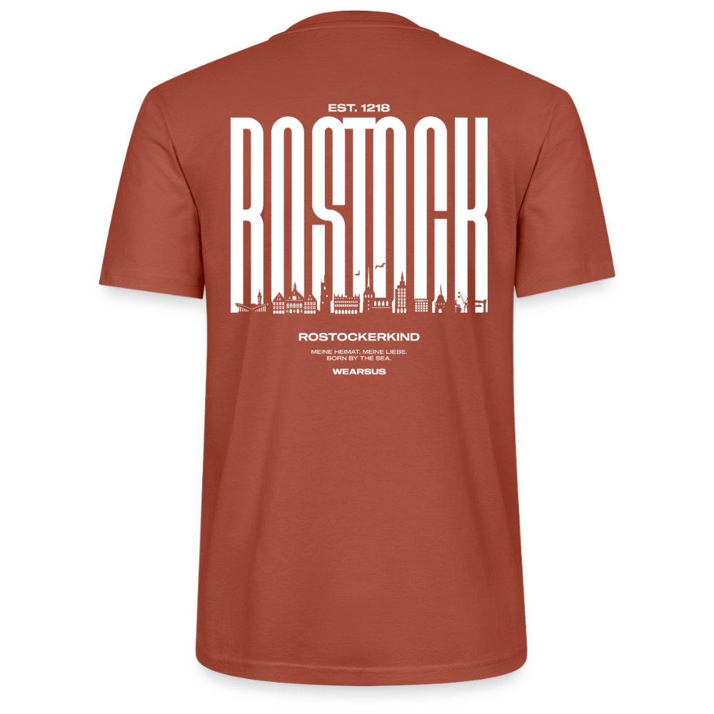 Rostock 'Rostockerkind' Bio T-Shirt Unisex Back Print Farbe - Terrakotta