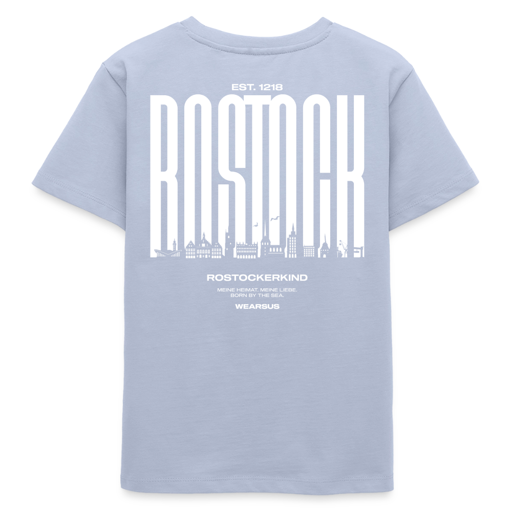 Rostock 'Rostockerkind' Bio T-Shirt Kinder 9-13 Jahre Back Print Farbe - Lavendel-Violett