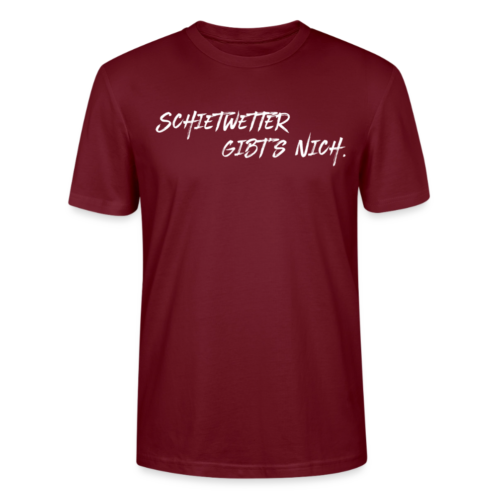 Unisex Sprüche T-Shirt 'Schietwetter gibt's nich' Fun Shirt - Burgunderrot