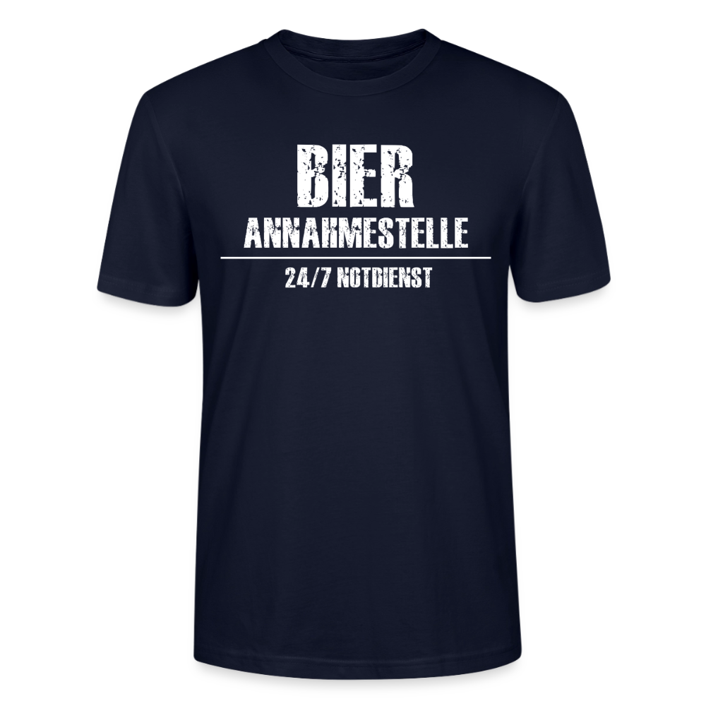 Unisex Sprüche T-Shirt 'Bier Annahmestelle 24/7 Notdienst' - Navy