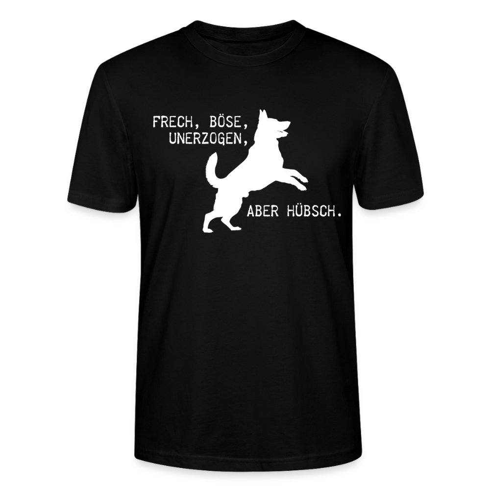 Unisex Sprüche T-Shirt 'Frech, böse, unerzogen, aber hübsch.' - Schwarz