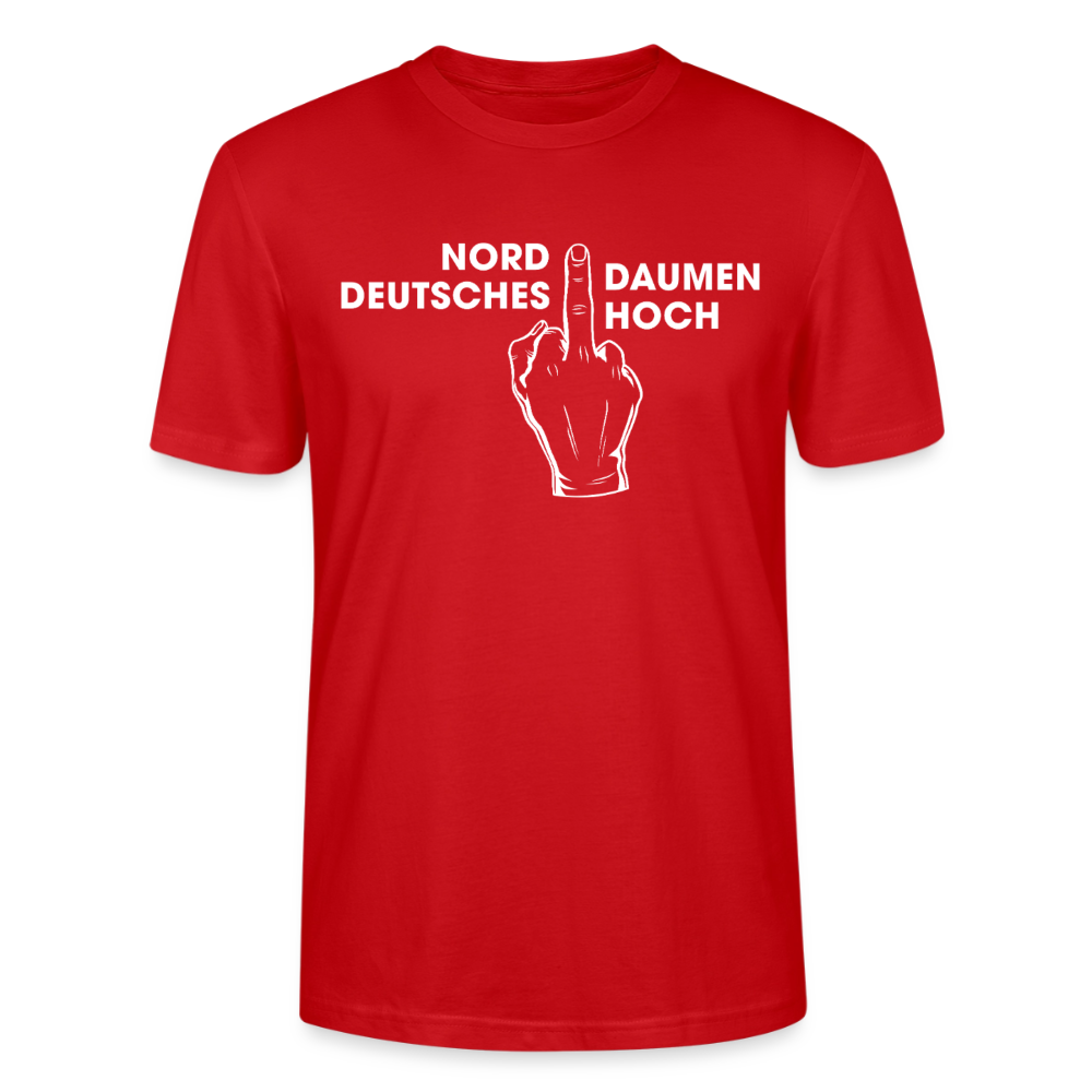 Unisex Sprüche T-Shirt 'Norddeutsches Daumen hoch' Fun Shirt - Rot