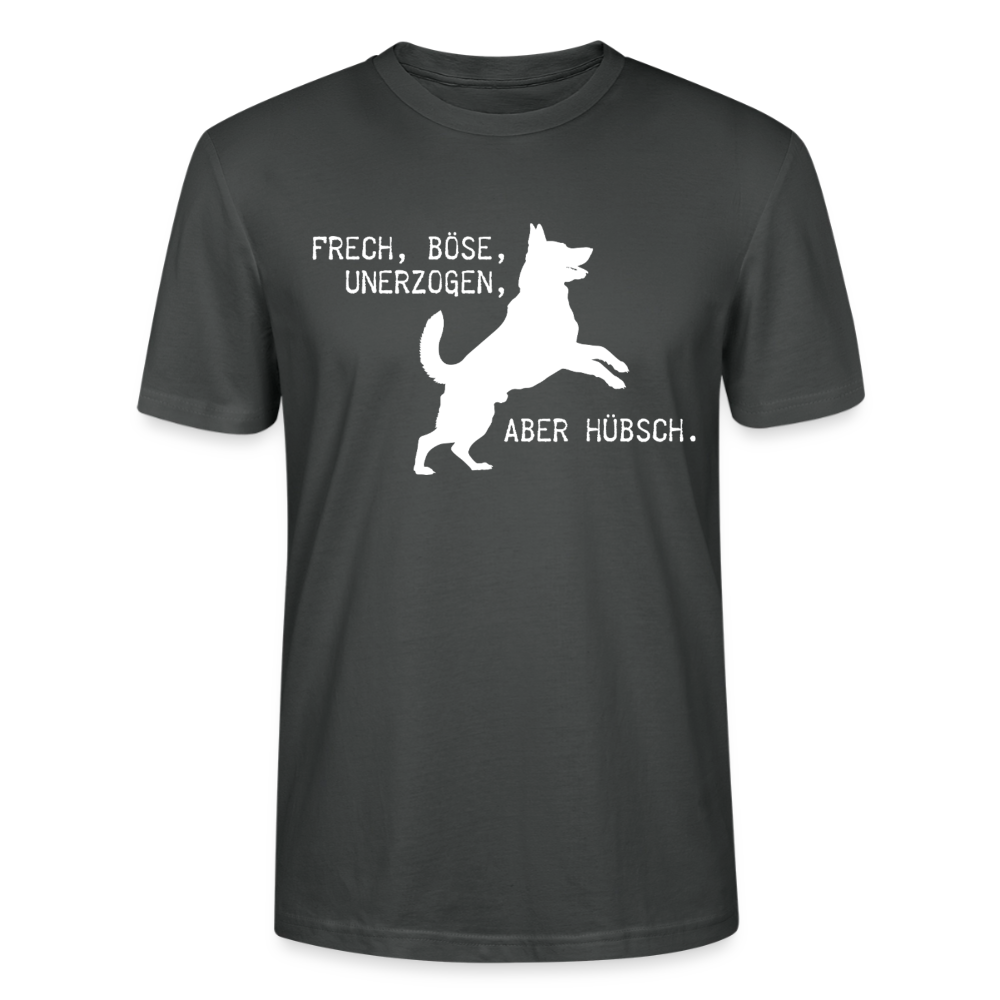 Unisex Sprüche T-Shirt 'Frech, böse, unerzogen, aber hübsch.' - Anthrazit