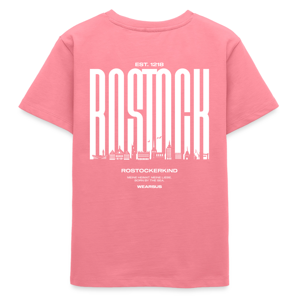 Rostock 'Rostockerkind' Bio T-Shirt Kinder 9-13 Jahre Back Print Farbe - Pink 