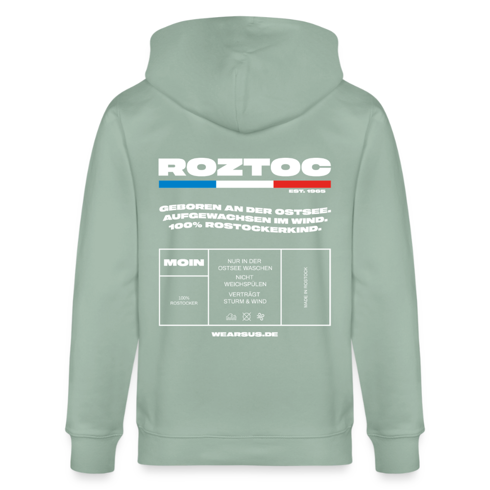 Rostock 'ROZTOC' Edition Bio Zip Hoodie Herren - Helles Graugrün