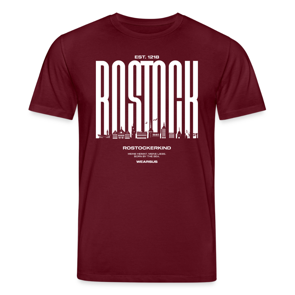 Rostock 'Rostockerkind' Bio T-Shirt Unisex Front Print Farbe 180 g/m² - Burgunderrot