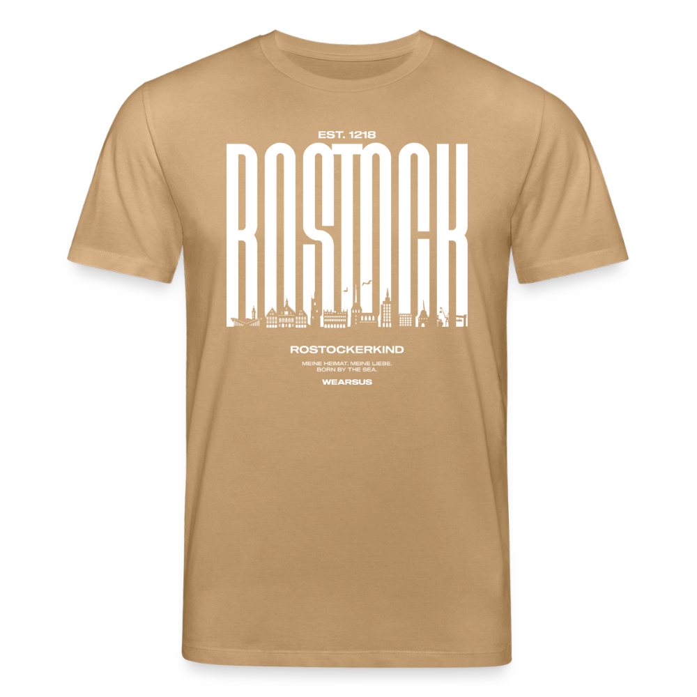 Rostock 'Rostockerkind' Bio T-Shirt Unisex Front Print Farbe 180 g/m² - Karamell 