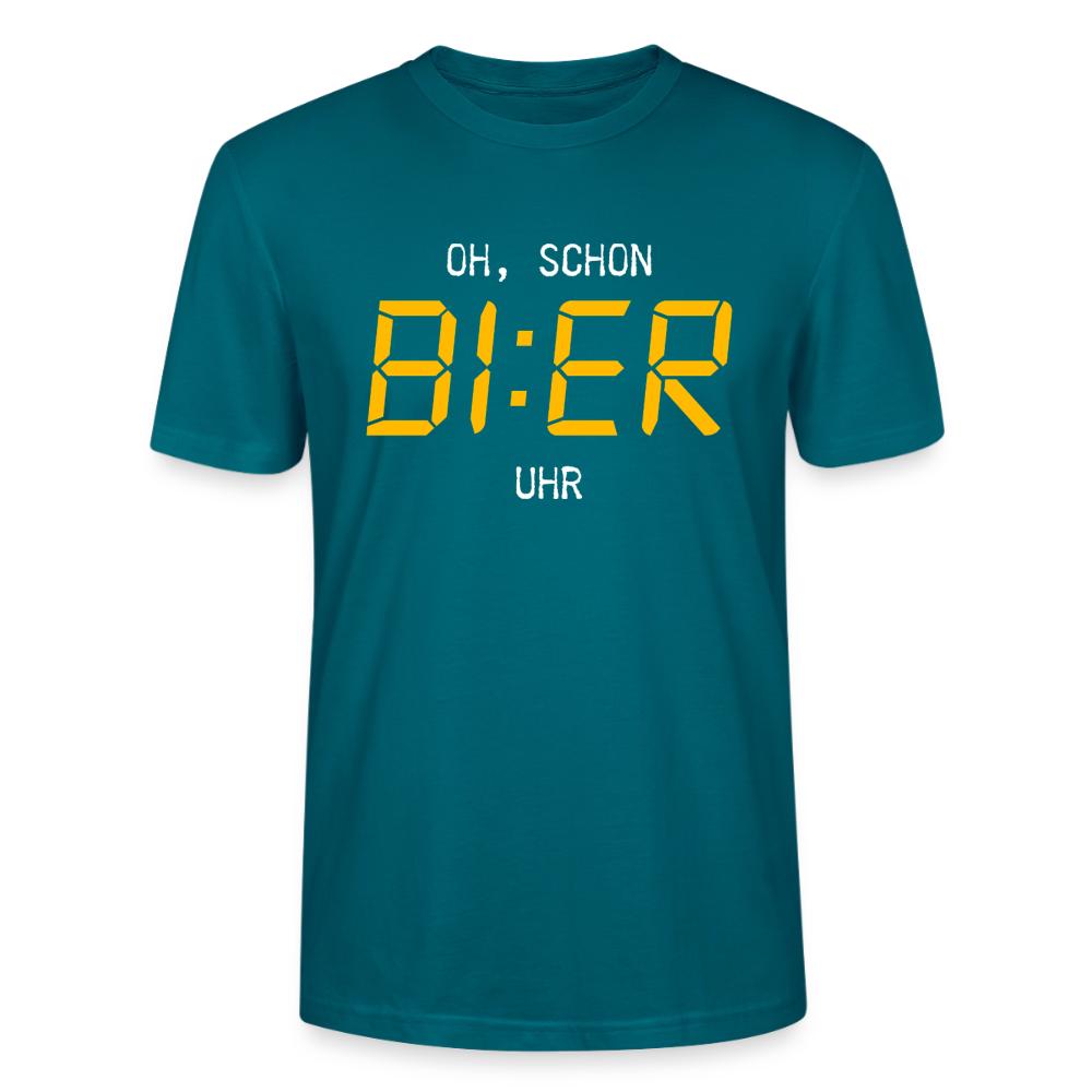 Unisex Sprüche T-Shirt 'Oh, schon Bier Uhr' - Ozeanblau