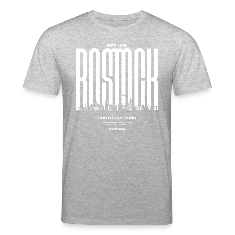 Rostock 'Rostockerkind' Bio T-Shirt Unisex Front Print Farbe 180 g/m² - Grau meliert