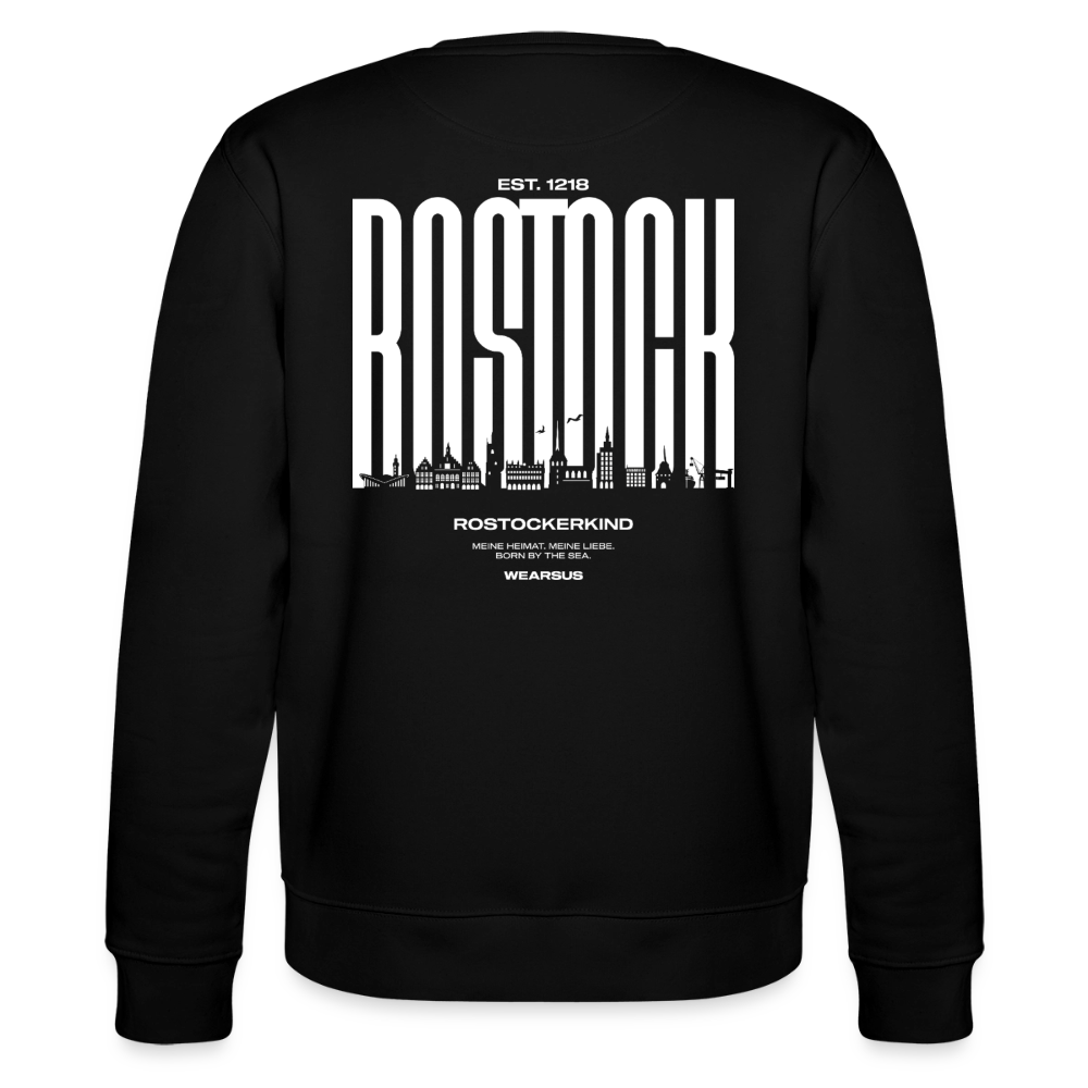 Rostock 'Rostockerkind' Bio Sweatshirt Unisex Back Print - Schwarz