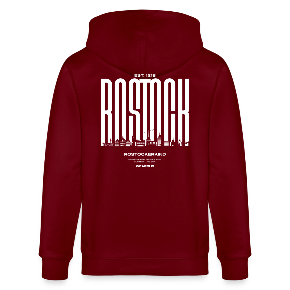Rostock 'Rostockerkind' Bio Zip Hoodie Herren - Burgunderrot