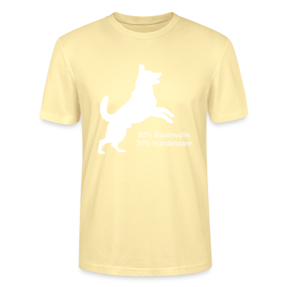 Unisex Sprüche T-Shirt '80% Baumwolle. 20% Hundehaare.' - Creme