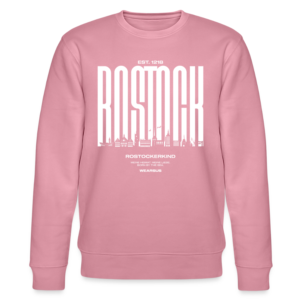 Rostock 'Rostockerkind' Bio Sweatshirt Unisex Front Print weiß - Lila Traum
