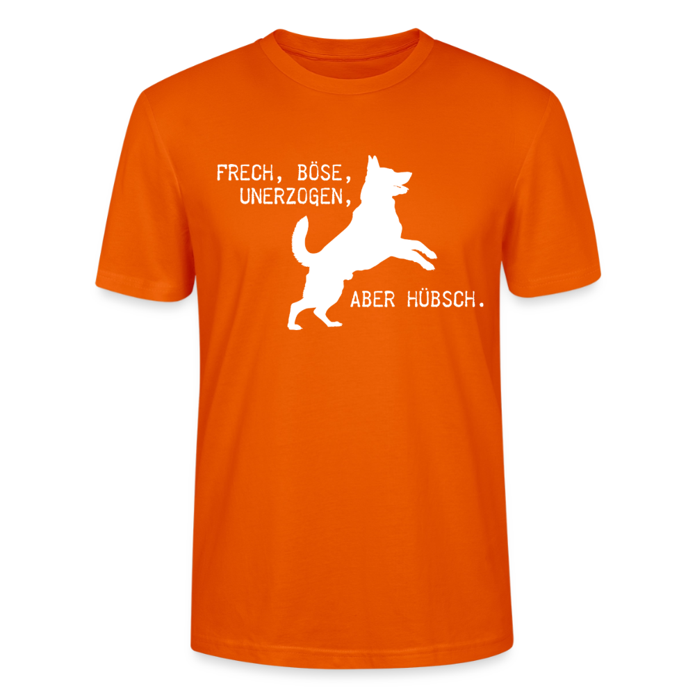 Unisex Sprüche T-Shirt 'Frech, böse, unerzogen, aber hübsch.' - Tieforange