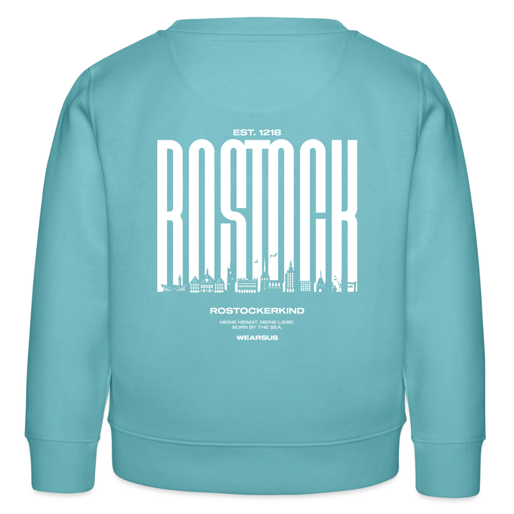Rostock 'Rostockerkind' Bio Sweatshirt Kinder 3-8 Jahre Back Print - Pastelltürkis