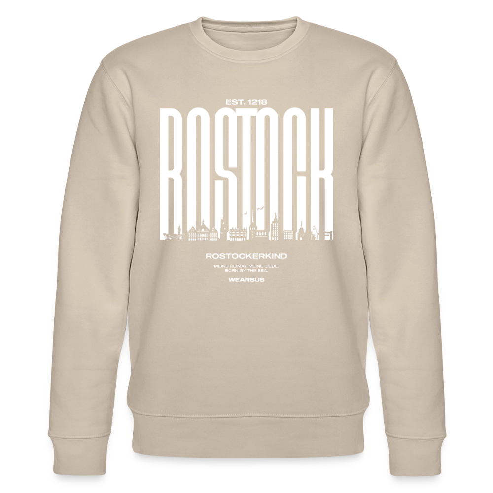 Rostock 'Rostockerkind' Bio Sweatshirt Unisex Front Print weiß - Beige