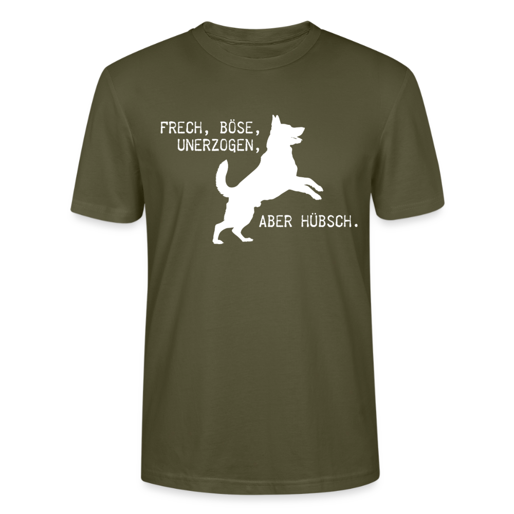 Unisex Sprüche T-Shirt 'Frech, böse, unerzogen, aber hübsch.' - Khaki