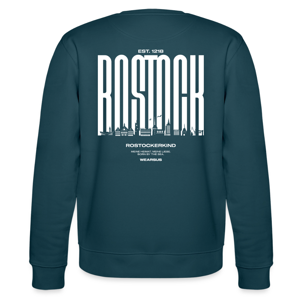 Rostock 'Rostockerkind' Bio Sweatshirt Unisex Back Print - Dunkles Petrol