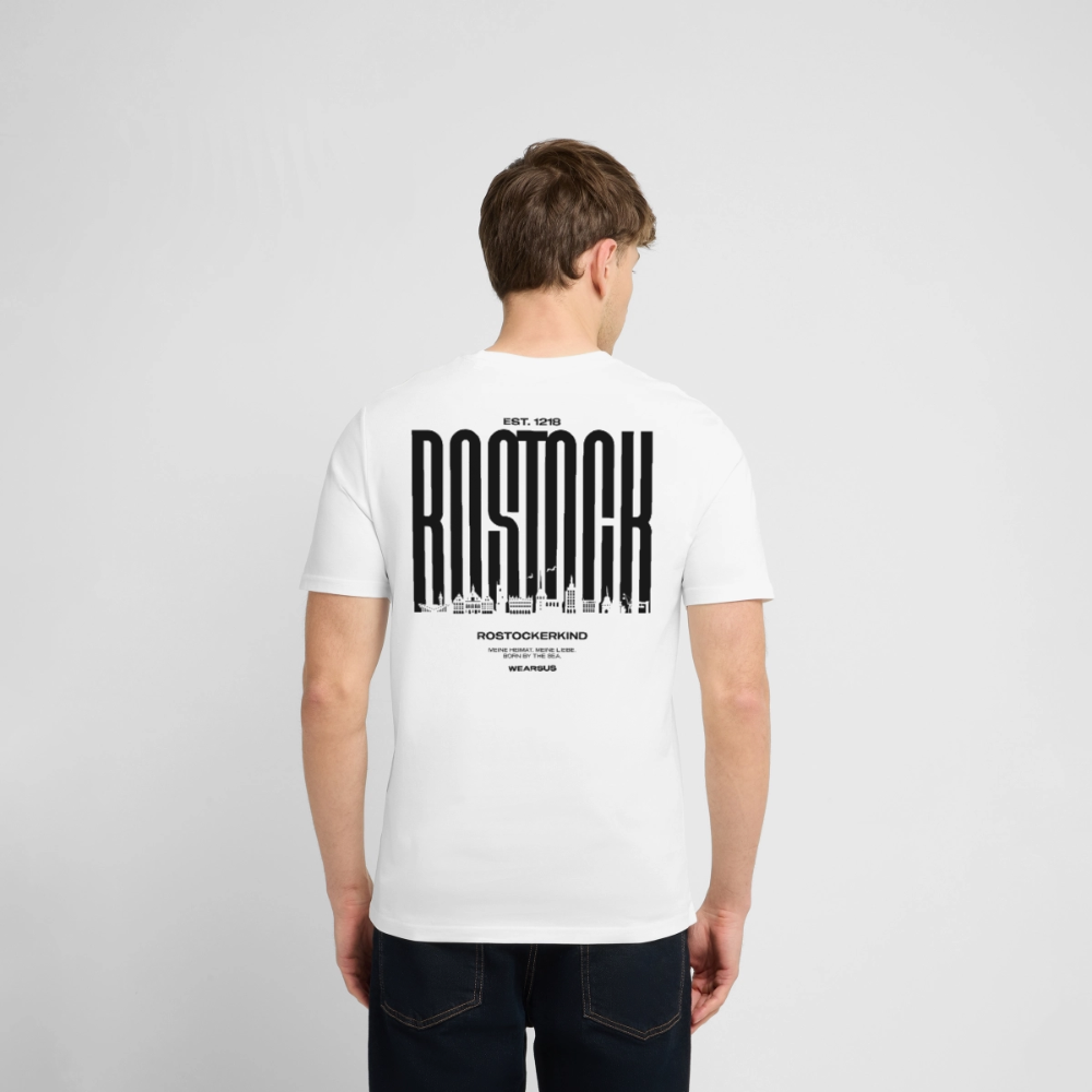Rostock 'Rostockerkind' Bio T-Shirt Unisex Back Print weiß 180 g/m² - Weiß